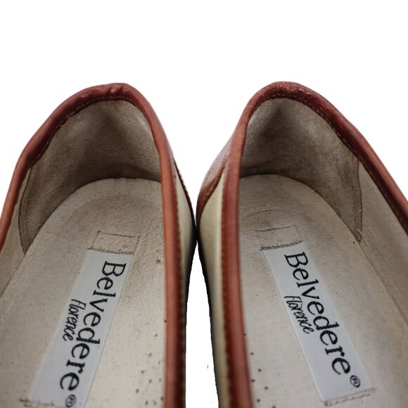 Belvedere Florence Italy Brown Beige Leather Tassel Loafers Men 10.5 Dress Shoes - Picture 11 of 11